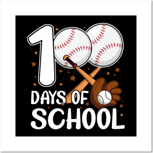 100 Days of School Baseball Coach Baseball Student Men Women Posters and Art